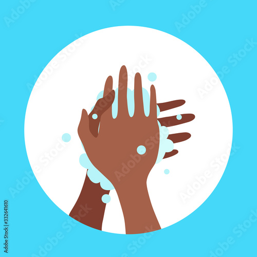 Washing hands with soap and water properly cartoon vector illustration.