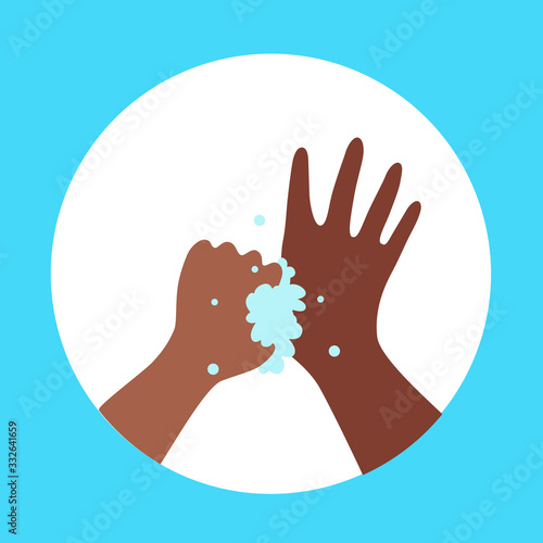 Washing hands with soap and water properly cartoon vector illustration.