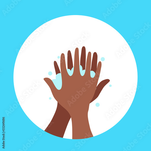 Washing hands with soap and water properly cartoon vector illustration.