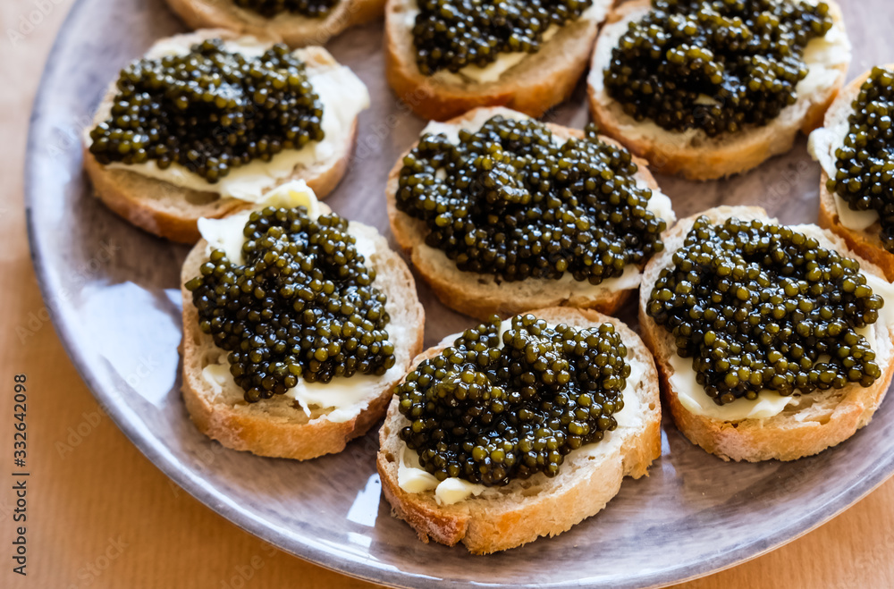 Black Caviar and baguette. Black Caviar and baguette.