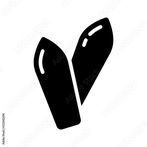 Cutout silhouette Two crossed suppository or bullet. Outline icon of medicine. Black illustration of rocket capsule, ammunition for gun. Flat isolated vector image on white background