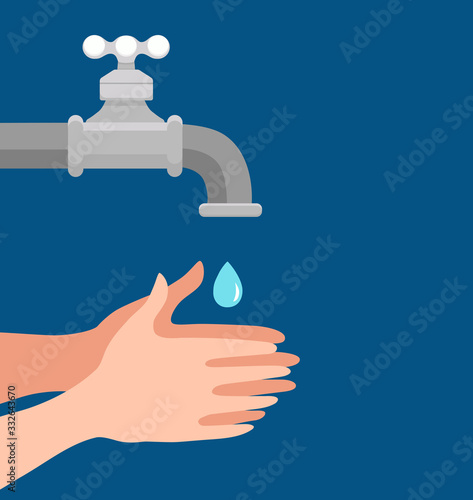 Washing hands with soap and water properly cartoon vector illustration