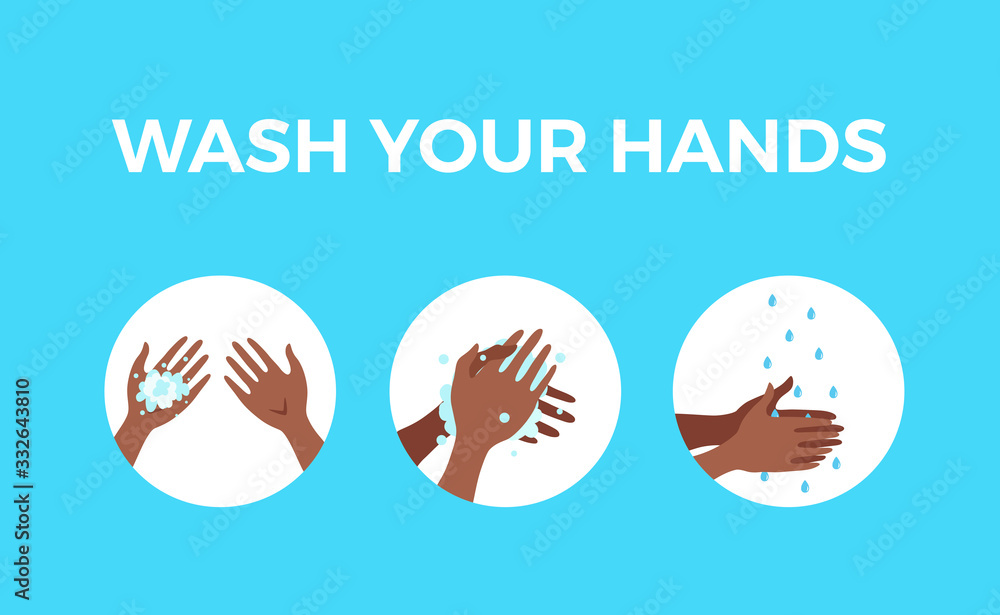 Washing hands with soap and water properly cartoon vector illustration Washing hands with soap and water properly cartoon vector illustration