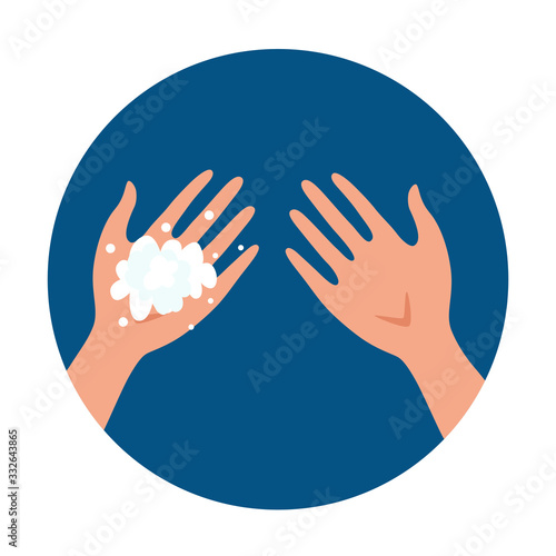 Washing hands with soap and water properly cartoon vector illustration