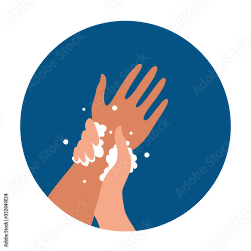 Washing hands with soap and water properly cartoon vector illustration