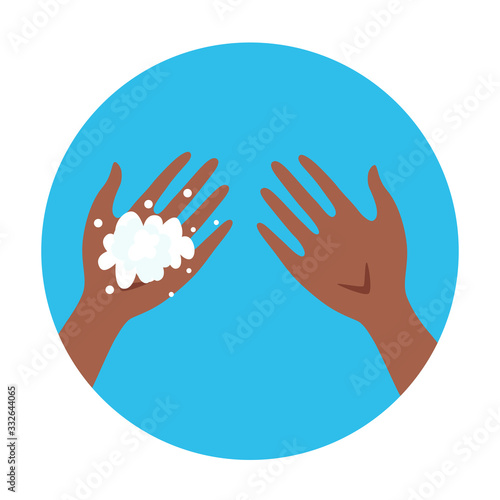 Washing hands with soap and water properly cartoon vector illustration