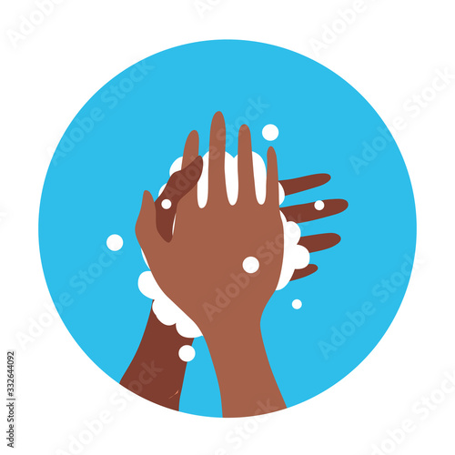 Washing hands with soap and water properly cartoon vector illustration