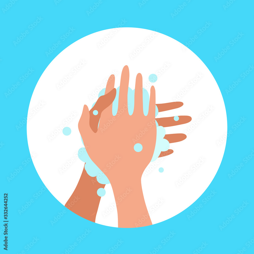 Washing hands with soap and water properly cartoon vector illustration Washing hands with soap and water properly cartoon vector illustration