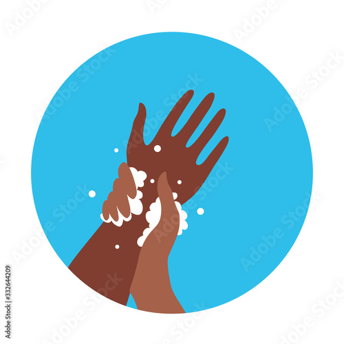 Washing hands with soap and water properly cartoon vector illustration