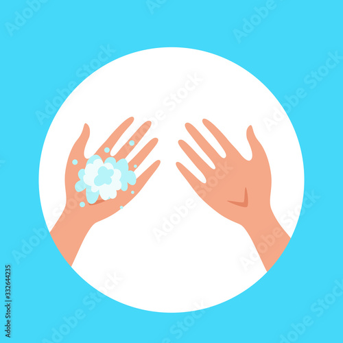 Washing hands with soap and water properly cartoon vector illustration