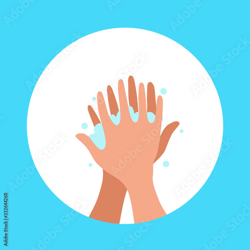 Washing hands with soap and water properly cartoon vector illustration