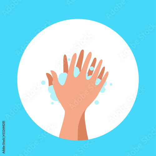 Washing hands with soap and water properly cartoon vector illustration