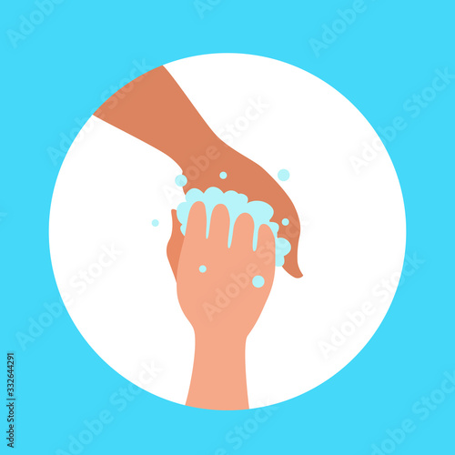 Washing hands with soap and water properly cartoon vector illustration