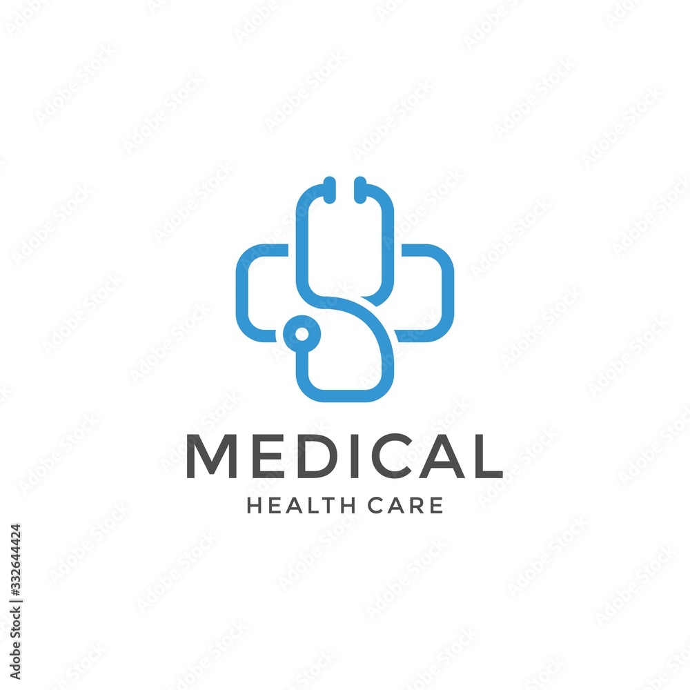 medical heart stethoscope icon logo vector illustrations