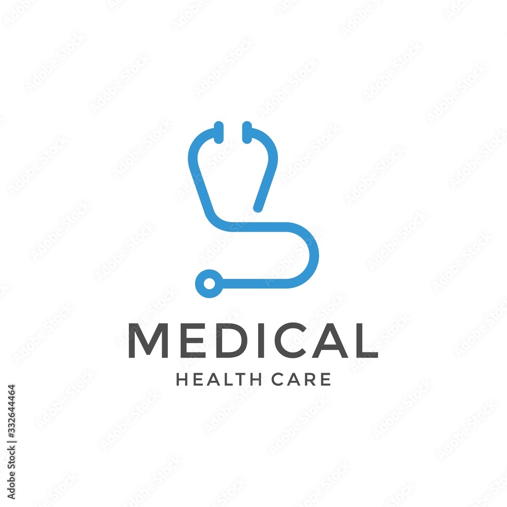 medical heart stethoscope icon logo vector illustrations