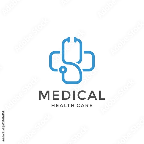 medical heart stethoscope icon logo vector illustrations