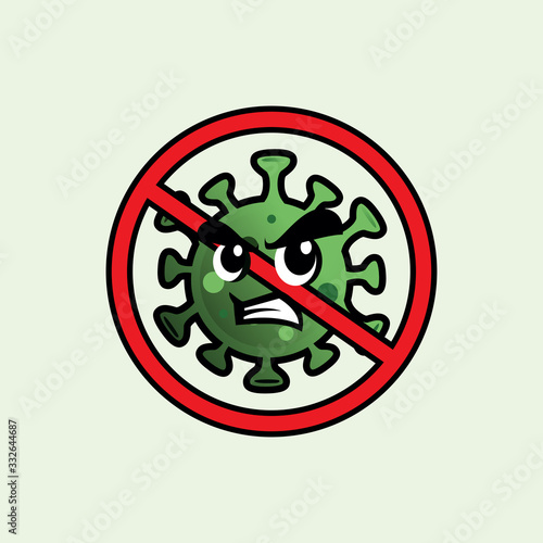 Illustrations mascot concept stop coronavirus COVID-19. virus wuhan from china. Vector illustrate.