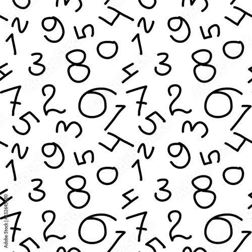Abstract seamless background from abstract numbers. Vector seamless black and white pattern. Design for print, eps 10 textile
