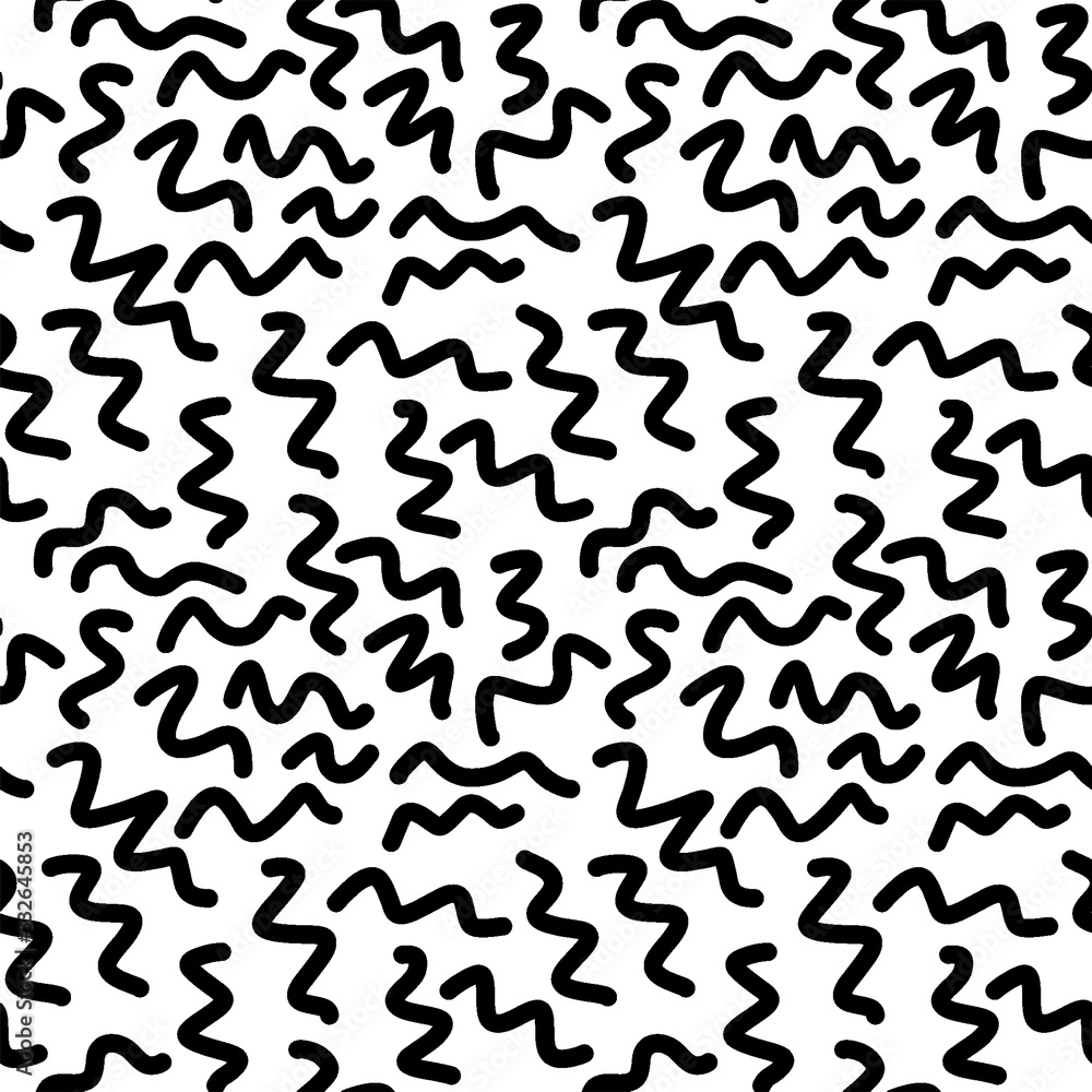 Abstract seamless background from abstract line, curve, wave. Vector seamless black and white pattern. Design for print, eps 10 textile