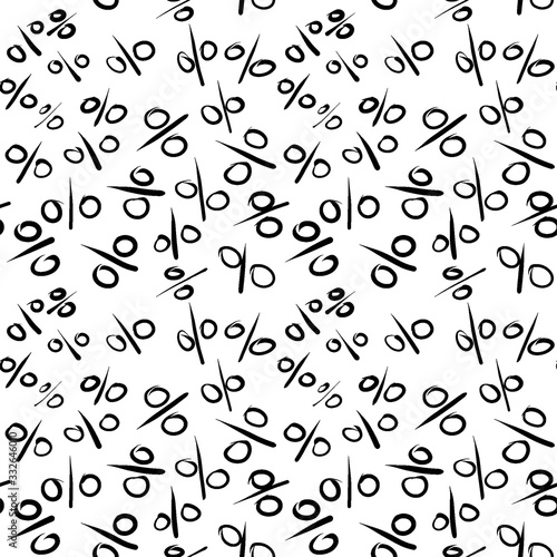 Abstract seamless background from percentage, business, sales. Vector seamless black and white pattern. Design for print, eps 10 textile