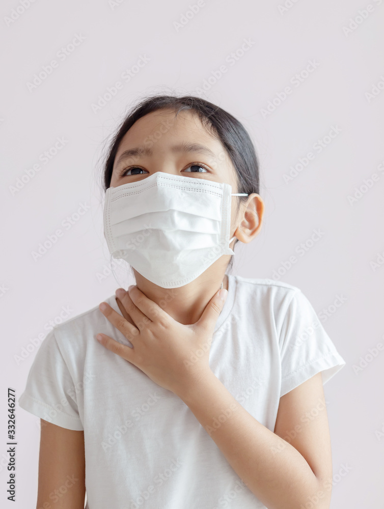 The kid wearing a protective medical mask The kid wearing a protective medical mask