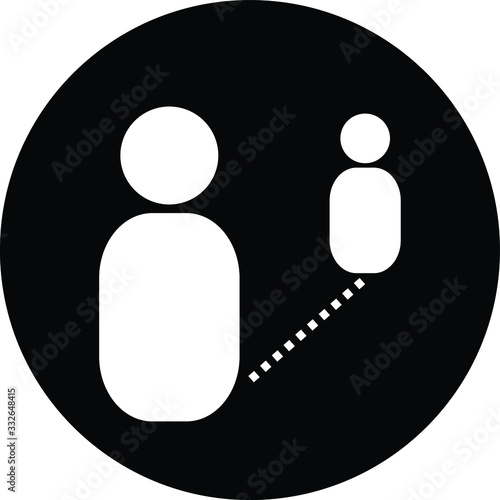 social distancing or physical distancing circle round icon to stop or slow down the spread of a contagious disease and viruses