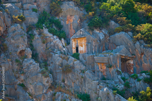 Rock-cut tombs in Myra. Turkey. photo