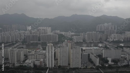 Flying past Hong Kong Village in the New Territories. 