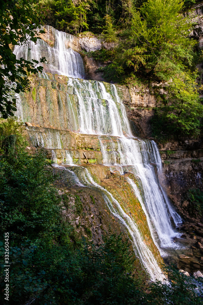 Waterfall L'Eventail at Herisson River in Jura Mountains area. France, Europe. Waterfall L'Eventail at Herisson River in Jura Mountains area. France, Europe.