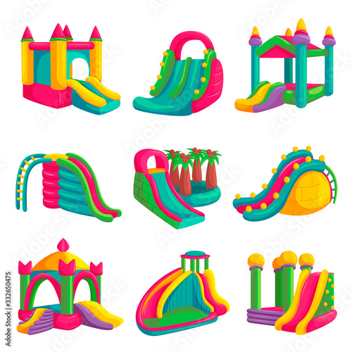 Murais de parede Inflatable bright castle fun for playground set