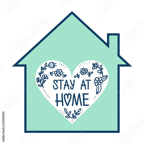 Vector illustration "Stay Home". Stay at home to stop outbreak and to prevent virus spread.