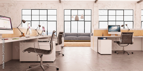 Empty modern office interior. homeoffice	 photo