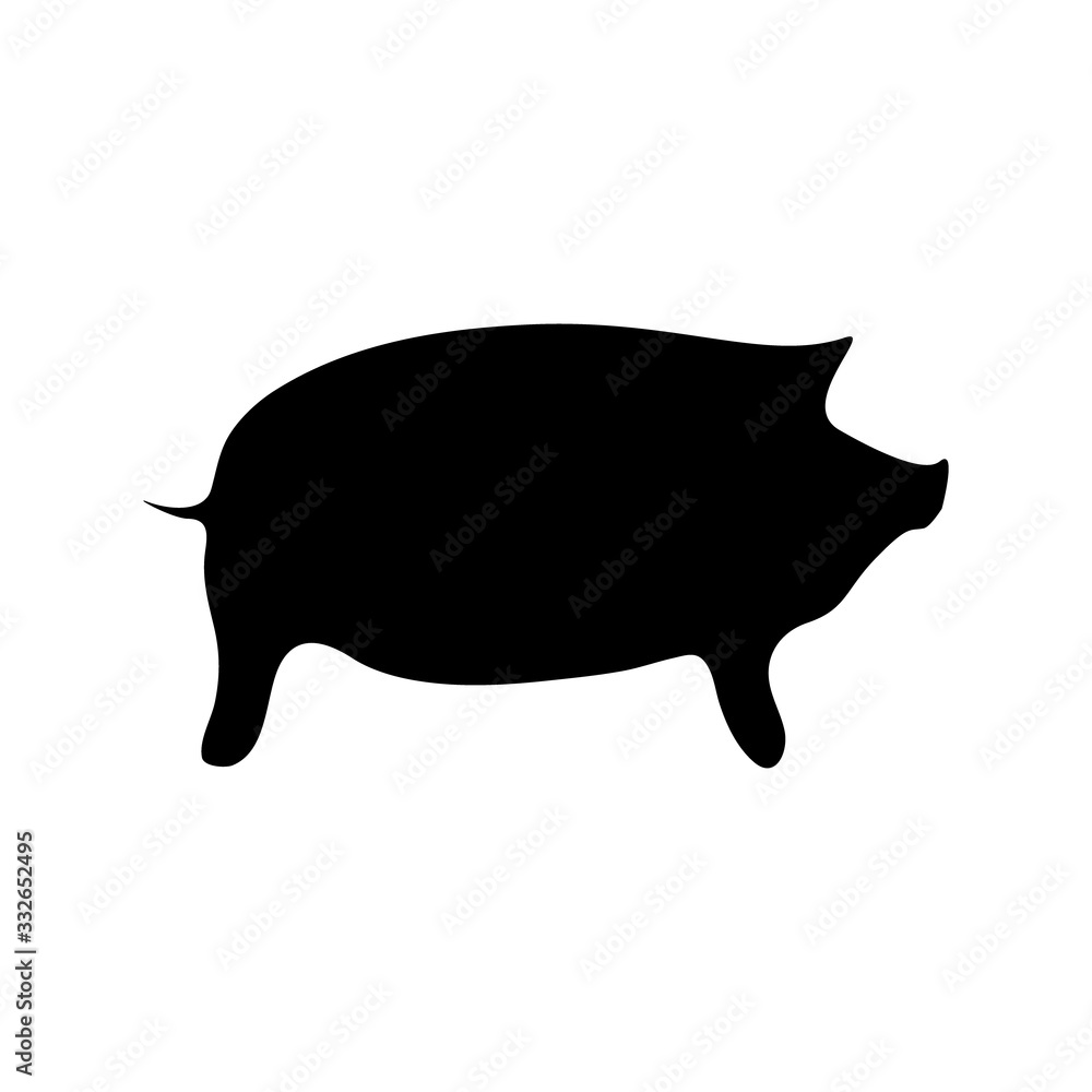 Black pig icon silhouette isolated on white. Vector illustration Black pig icon silhouette isolated on white. Vector illustration