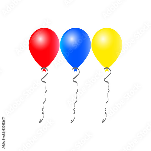 set red, blue and yellow vector illustration balloons isolated on white