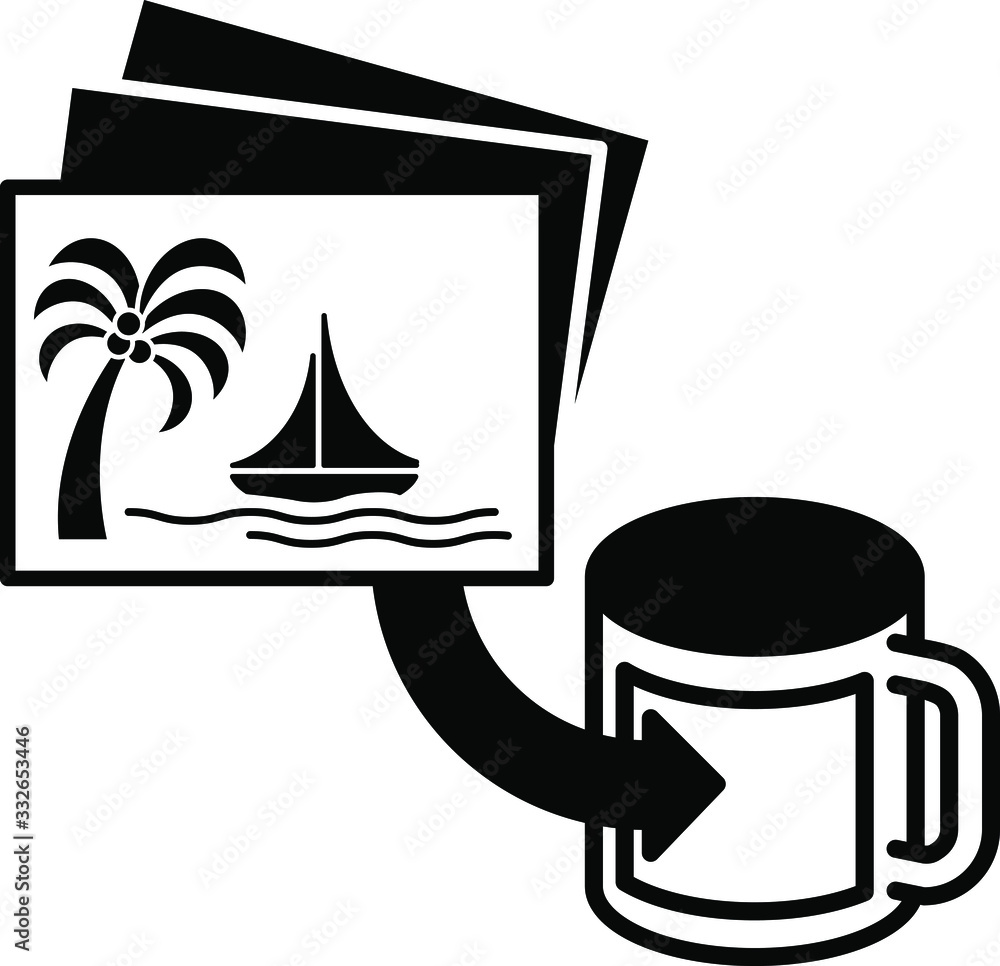 Mug printing icon , vector 