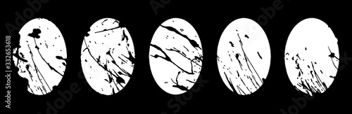 Easter eggs black, white with abstract splash ornament for your design. Liquid spatter on oval silhouette. Horisontal format. Aesthetic spray on holiday eggs. The tradition of painting eggs for Easter