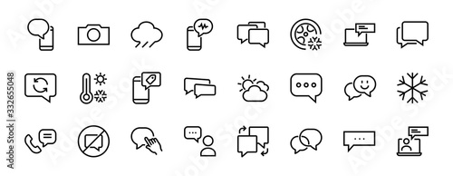 Simple set of message line vector line icons. contains icons such as conversation, SMS, notifications, group chat, and more. Editable stroke. 48x48 pixels perfect, white background