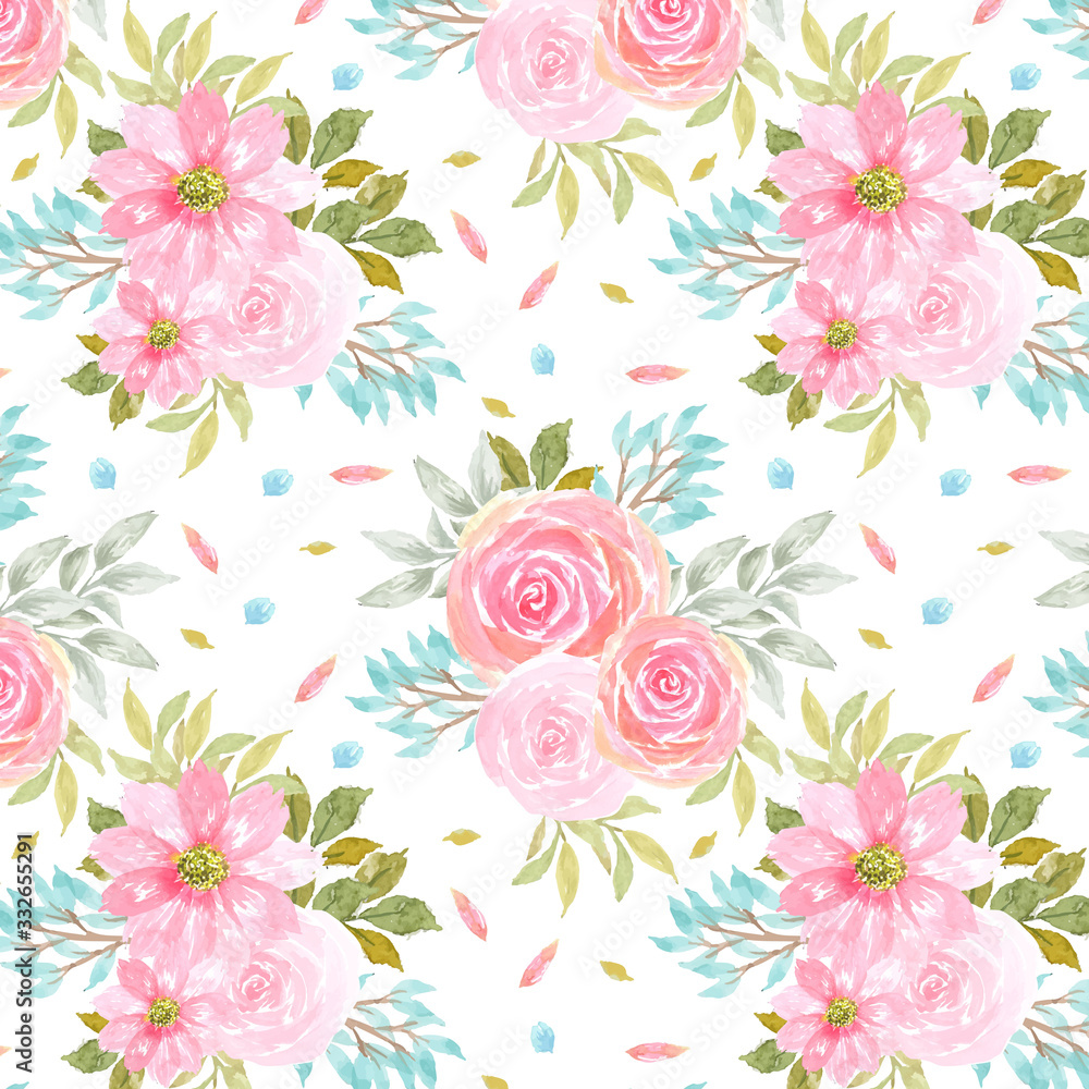 seamless floral pattern with gorgeous pink flowers