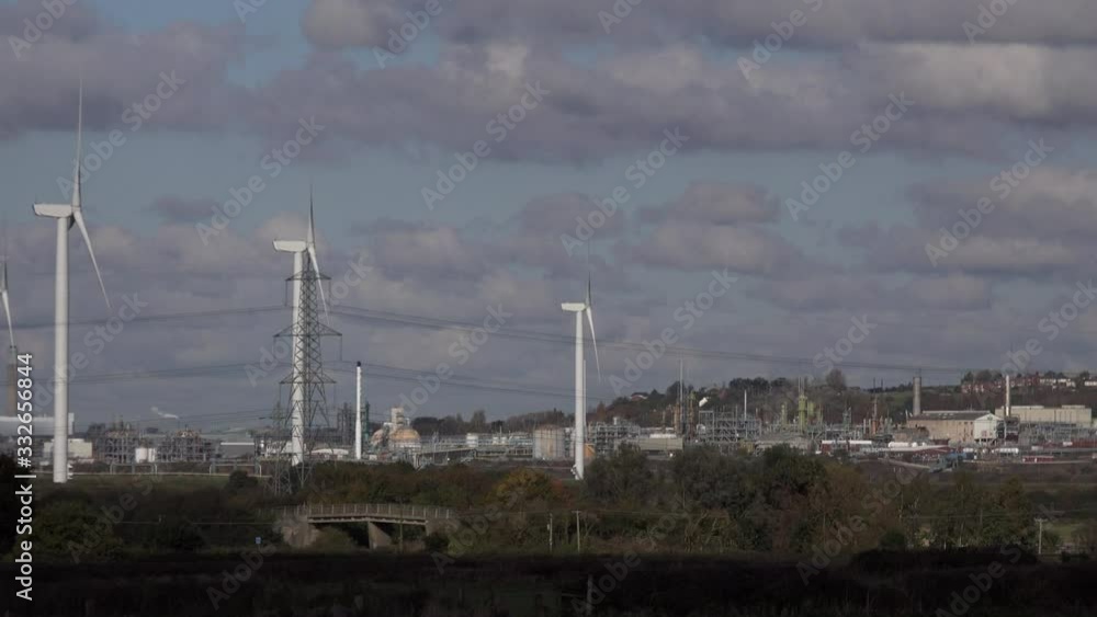 Wind turbine and blue sky green energy UK 4K Wind turbine and blue sky green energy UK 4K