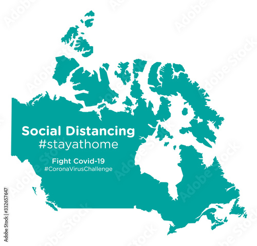 Canada map with Social Distancing #stayathome tag.eps photo