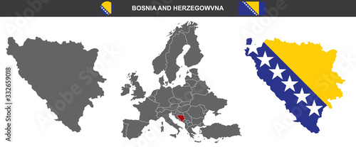 Fotografie vector map set of Bosnia and Herzegovina isolated on white background