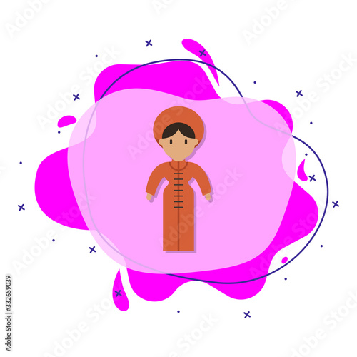 Vietnamese, woman cartoon liquid bacdge icon. Simple color vector of people around the world icons for ui and ux, website or mobile application photo