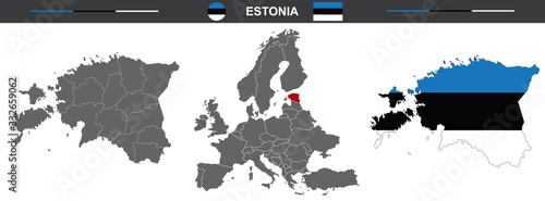 vector map set of Estonia isolated on white background