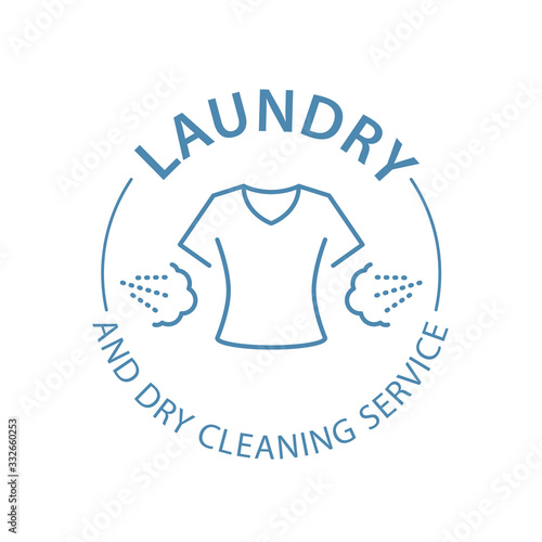 Dry cleaning service emblem, laundry self-service icon, clothes washing