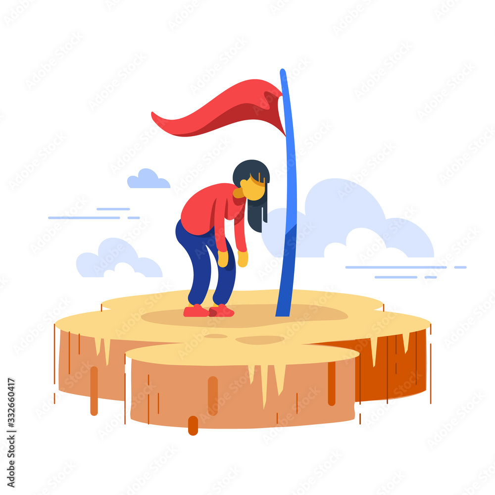 Woman stuck in progress, loss of motivation, self growth, never give up,  goals achiever, perfectionist anxiety, imposter complex Stock Vector |  Adobe Stock