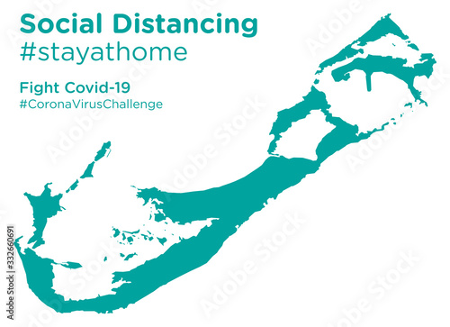 Bermuda map with Social Distancing #stayathome tag.eps