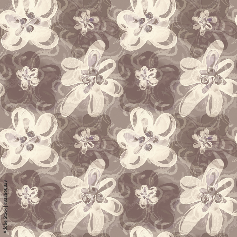 Floral seamless pattern. Watercolor hand painted background.