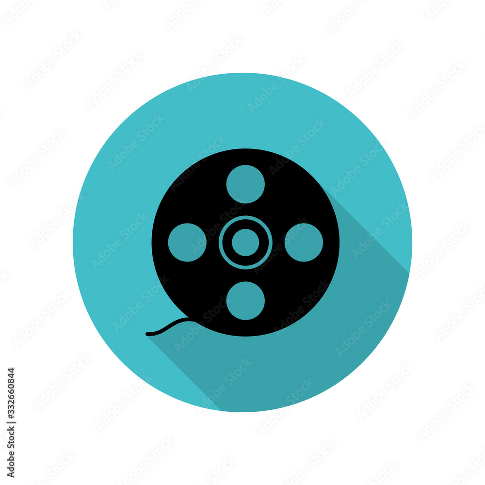 Film long shadow icon. Simple glyph, flat vector of web icons for ui and ux, website or mobile application Film long shadow icon. Simple glyph, flat vector of web icons for ui and ux, website or mobile application