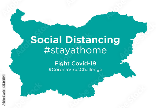 Bulgaria map with Social Distancing  stayathome tag.eps