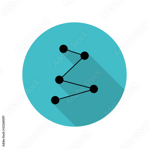 Connected points long shadow icon. Simple glyph, flat vector of web icons for ui and ux, website or mobile application